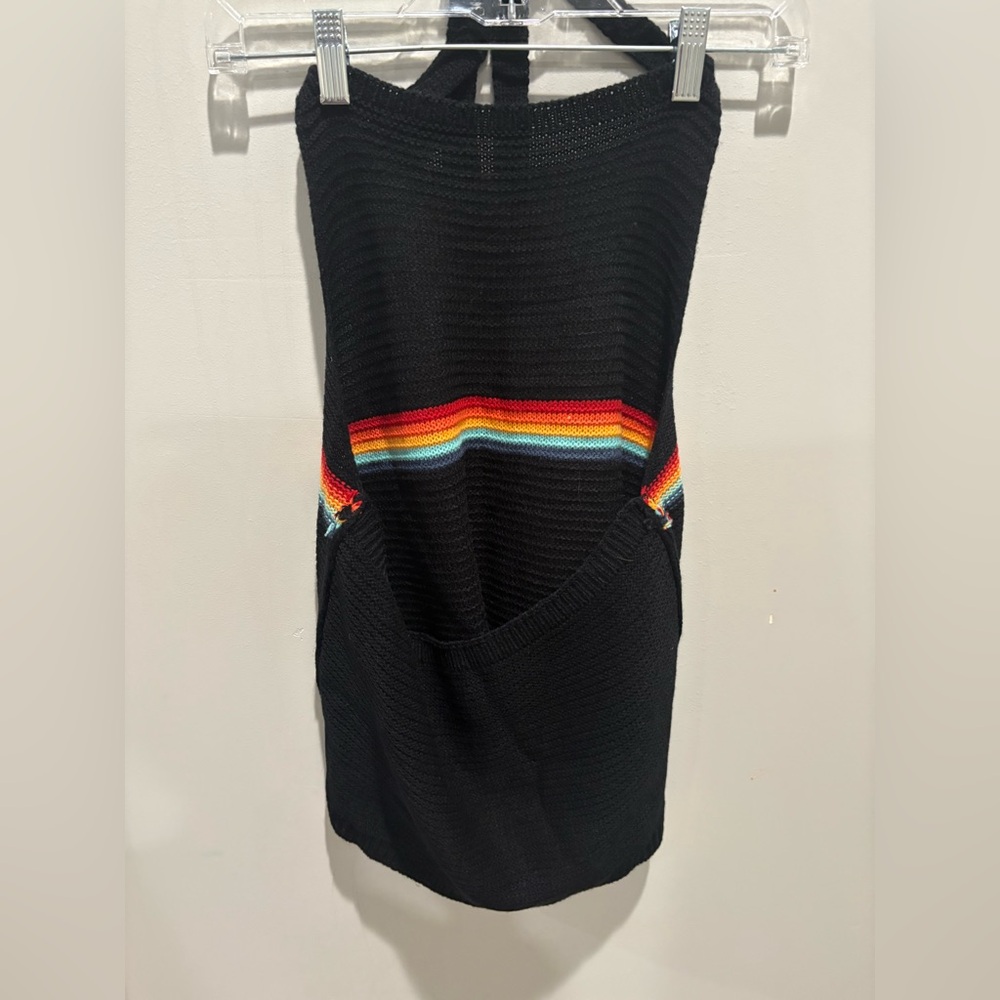 Black Knit halter with Rainbow Stripes. Soft and brand new.